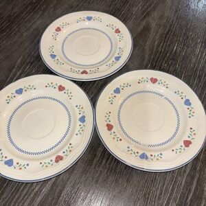 Newcor Stoneware 4006 LEGACY HEARTS 6 5/8" Saucer Plates 1989 Set Of 3